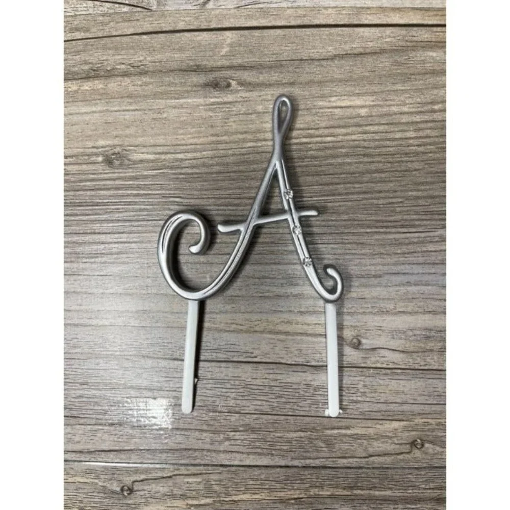 Wedding Small A Silver Finish Monogram Initial Rhinestones Cake Topper
